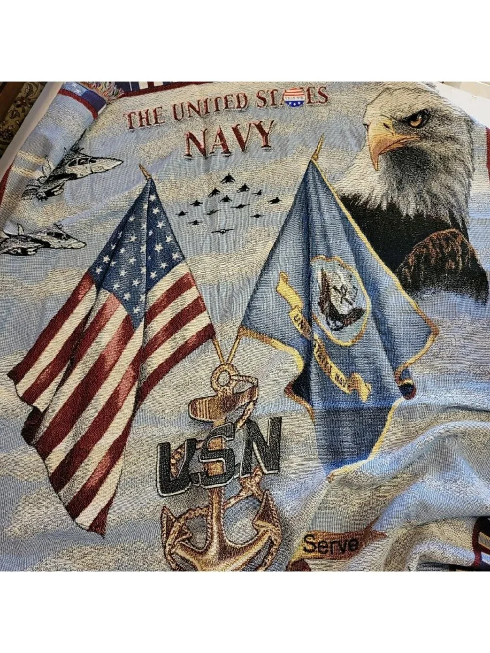 US Navy Woven Blanket Throw NEW 73